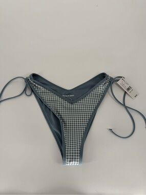 PacSun Women's Blue Gingham Tie-Side Bikini Bottom
